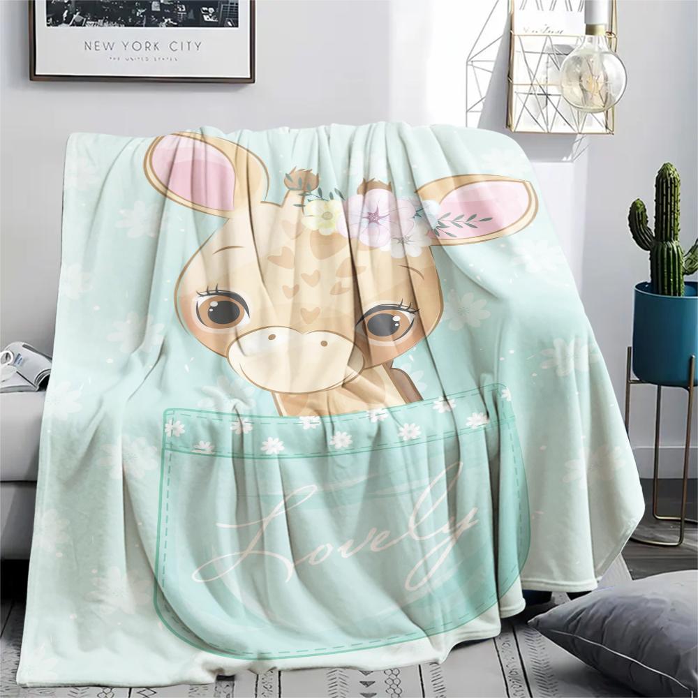 1 ks Flanelová deka s kresleným potiskem, Vysoce kvalitní, Pohodlná pro všechna roční období, Domácí dekorace, Teplo a pohodlí, Perfektní jako vánoční dárek k narozeninám