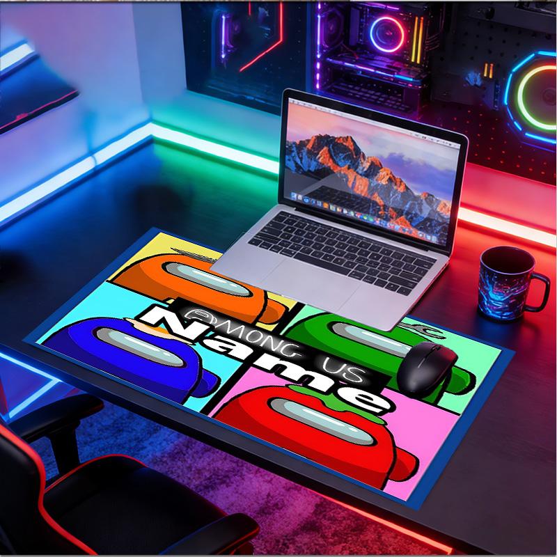 Custom Name Personalized Among Us Pattern Mousepad, Laptop PC Desk Mat, Decorative Desk Mat for Home Keyboard Pad Gift