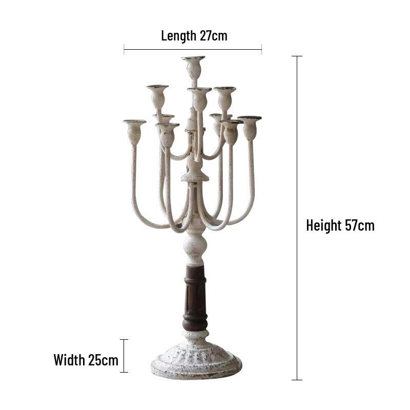 Vintage Iron Art Candlestick: European Retro Nostalgic Ornament for Dining Table or Living Room Decor.