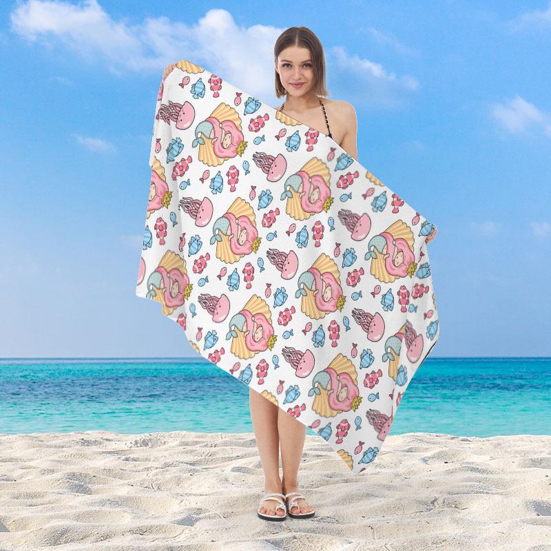 Pastel Rainbow Striped Beach Towel Microfiber Quick Dry Absorbent Lightweight Colorful Summer Towel for Beach Pool Vacation