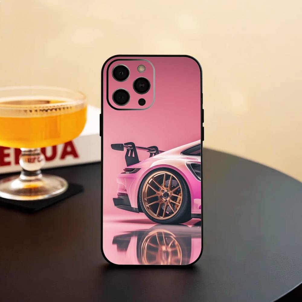 Pink S-Sports C-Car Rear Pattern   Phone Case Silicone Soft For IPhone 17 16 15 14 13 12 11 X XR Plus Pro Max Plus