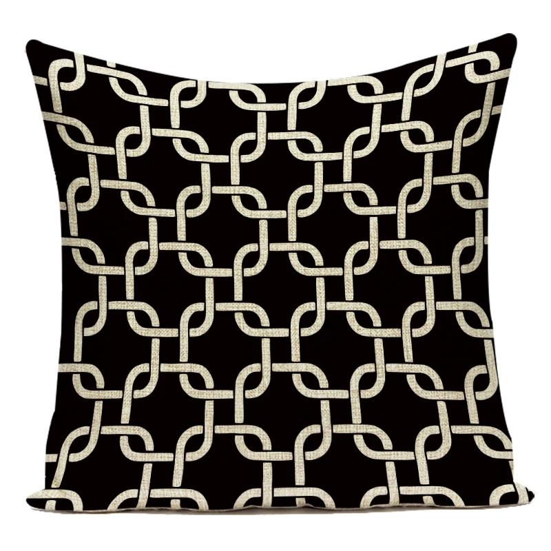 Czarny Biały Prosty Geometryczny Pasek Linia Dekoracyjna Poduszka Poliester Sofa Wystrój Domu Poszewka na Poduszkę do Salonu Poszewka