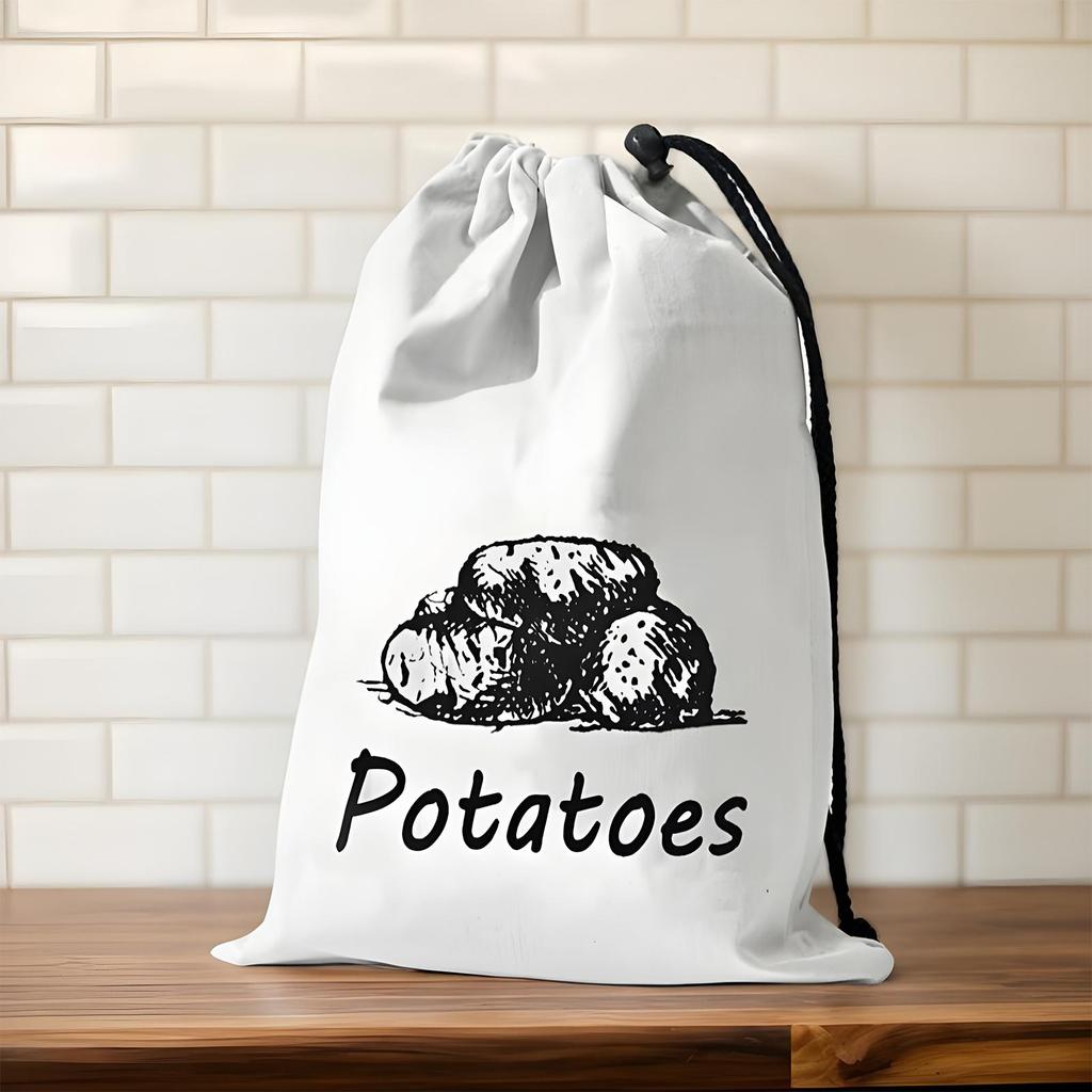 Reusable Produce Bags Washable Canvas Onion Potato Storage Bag Reusable Washable Sack Drawstring Large Food Container Vegetable