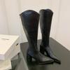 Long boots French high-heeled pointed boots women's autumn and winter new small thick-heeled knight boots