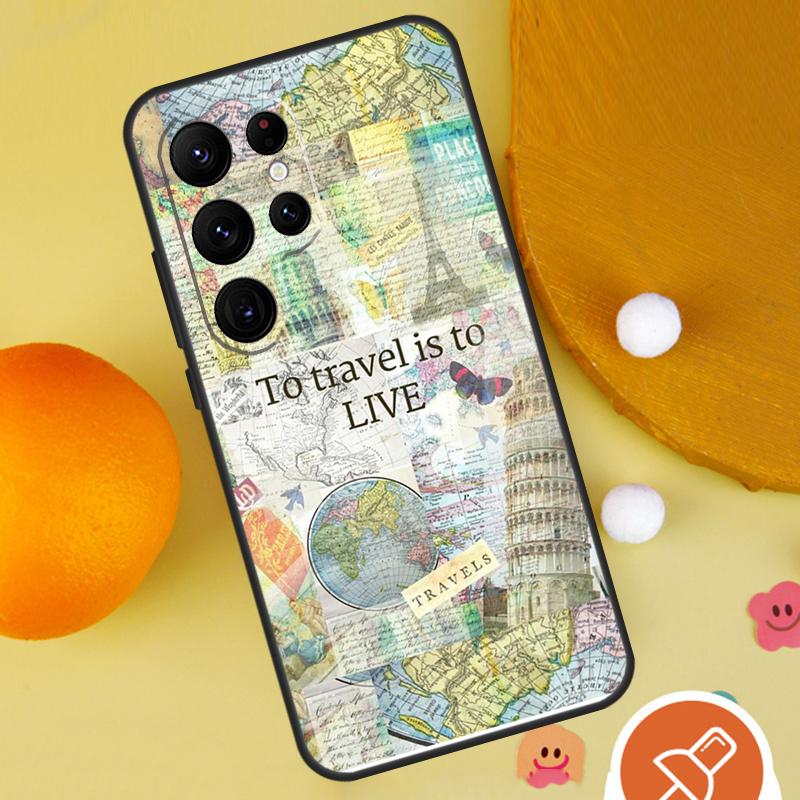World Map Travel Phone Case For Samsung Galaxy S25 Ultra S24 S23 S22 S21 Ultra S9 S10 Plus S20 FE Funda Cover