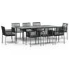 VidaXL Garden Dining Set 9 Pcs Cushions Black Rattan and Steel 3187072