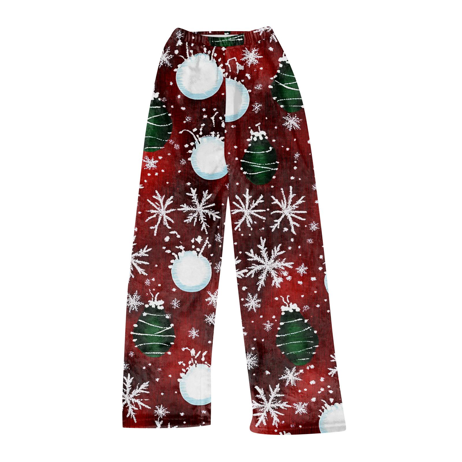 

Женские модные повседневные брюки с рождественским принтом, плюшевые домашние спальные брюки M