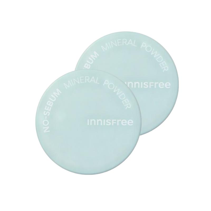 Innisfree No Sebum Mineral Powder – Oil Control & Pore Blurring Setting Powder Set – 5g x 2