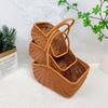 Rectangle Storage Basket Woven Rattan Picnic Basket Desktop Organizer Basket  Grocery Shopping