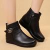 Winter Boots Women Genuine Leather Warm Ankle Boots Mom Autumn Plush Wedge Shoes Woman Shoes Big Size 34-42