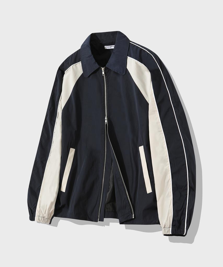 Slow Record House Piping Line Windbreaker_Navy