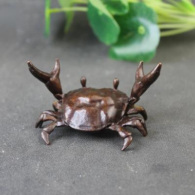 Metal Crab Pen Holder Figurine Ornament Vintage Miniature Animal Figurine Simulation Crab Model Desk Ornament Home Decor Crafts