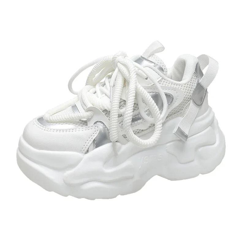 Fashion Fashion High Platform Sneakers Women Spring Autumn Lace Up Comfort Ventilate Non-slip Wedges Height Increasing Shoes Footwear