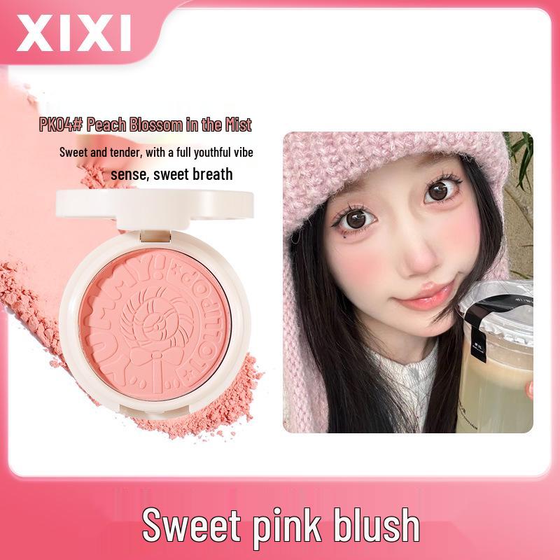 Xixi Sweet Pink Blush: Natural color payoff, brightens complexion, fine powder texture, enhances fairness, perfect for daily makeup.