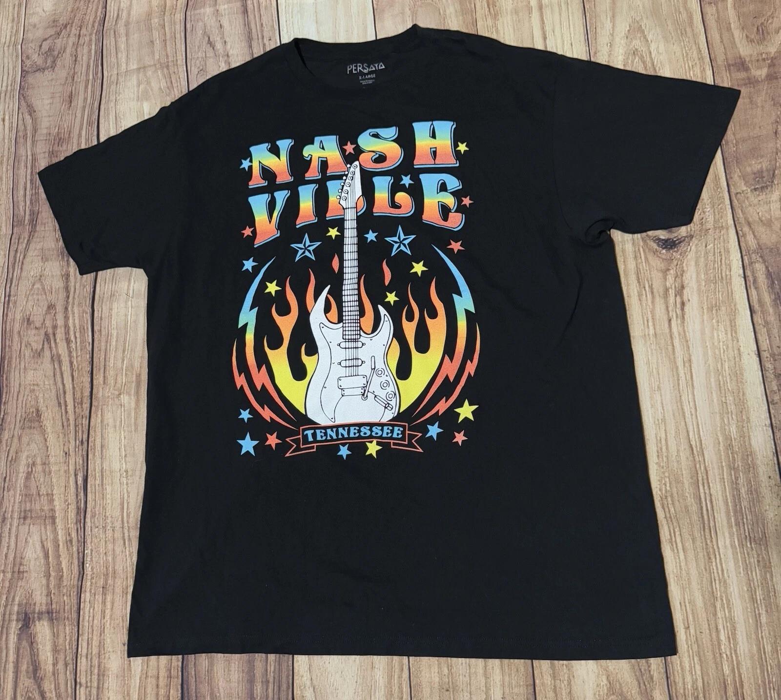 

Persaya Women’s T Shirt Nashville Tennessee Rock And Roll Country Guitar Size XL 4XL