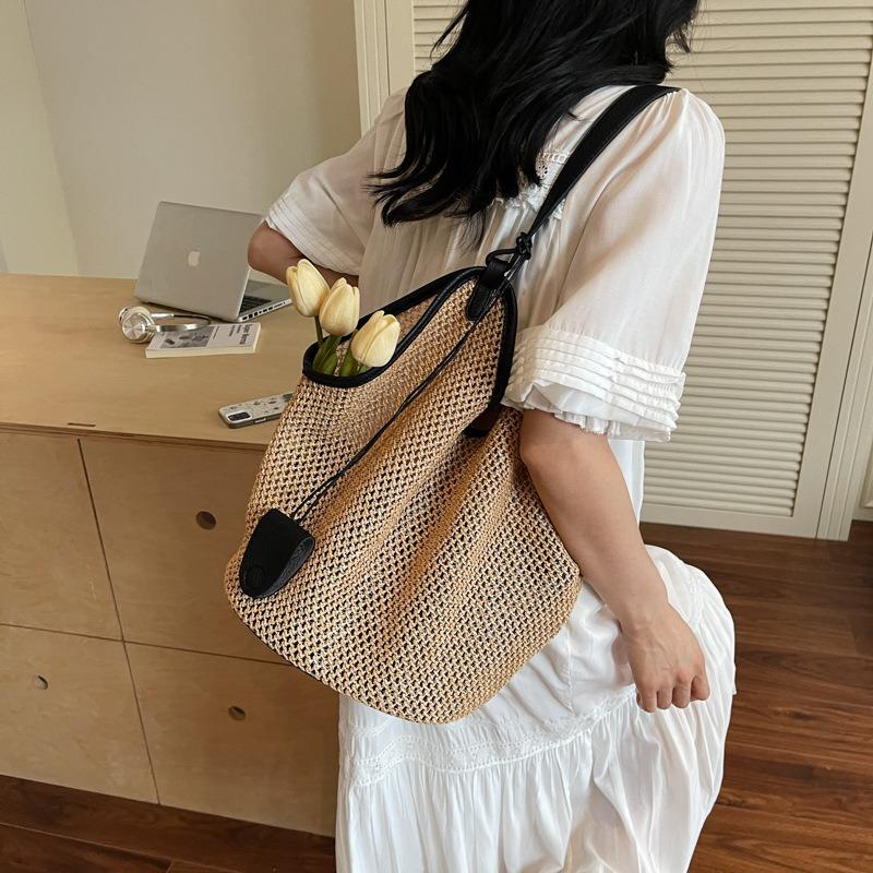 Straw Bag Summer Bag Lazy Wind Woven Large Capacity Shoulder Tote Bag Seaside Vacation Wind Beach Bag