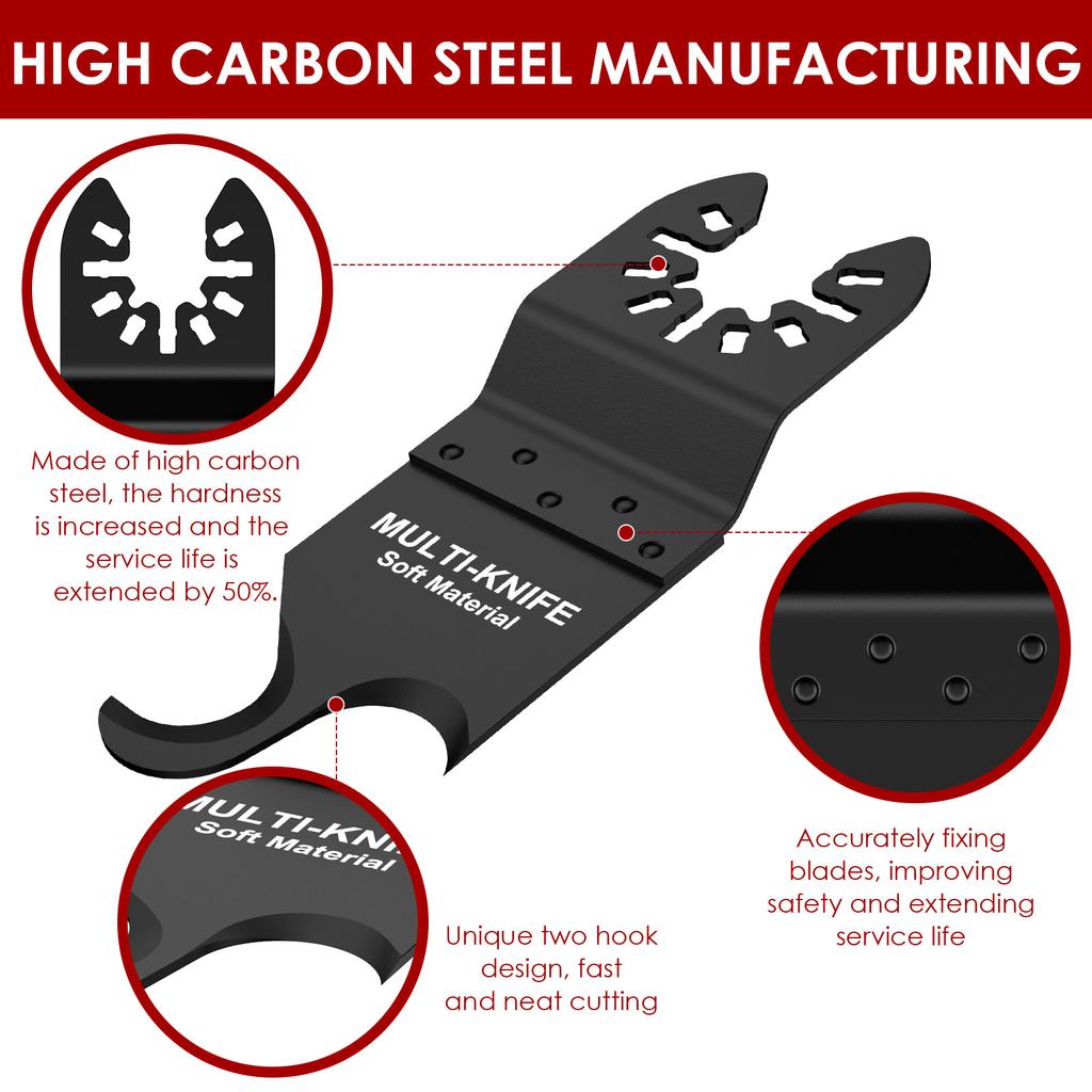 4 Stück Sägeblätter Oszillierendes Multitool Hakenmesser Klinge Multitool Sägeblätter zum Schneiden von weichen Materialien Dachschindeln, PVC Ca