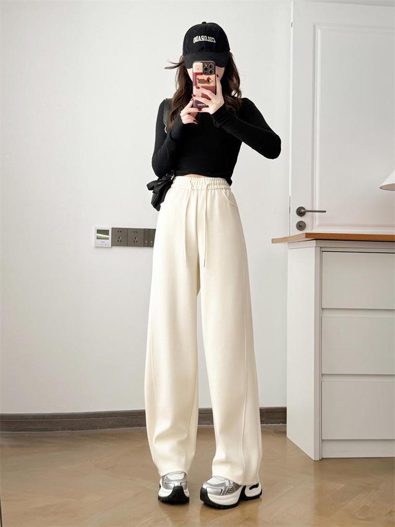 Plus Size Women's High Waist Slimming Casual Pants - Spring 2026 Curved Straight Leg