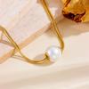 Elegant Double-Layer Pearl Necklace for Women - Chic, High-End Design with Large Pearls and Clavicle Chain