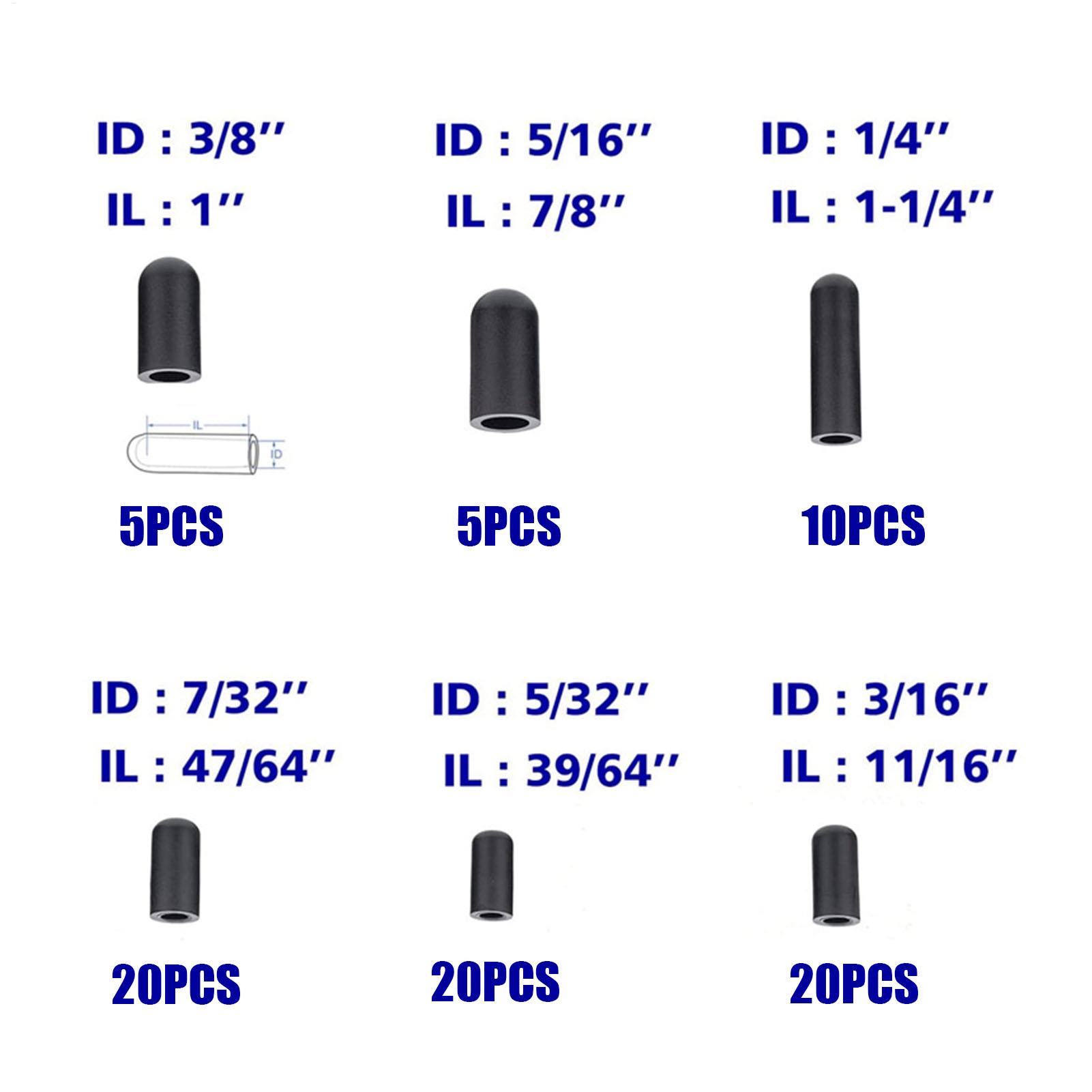 Automotive Replacement Carburetor Caps 80 Pieces Rubber Caps Flexible Vacuum Caps 3/16 Inch 5/32 Inch 7/32 Inch 1/4 Inch 5/16 CN