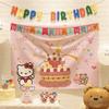 Kawaii Anime Hello Kitty Happy Birthday Wall Hanging Tapestry Cute Fashion Bedroom Background Home Decor Original Tapestries