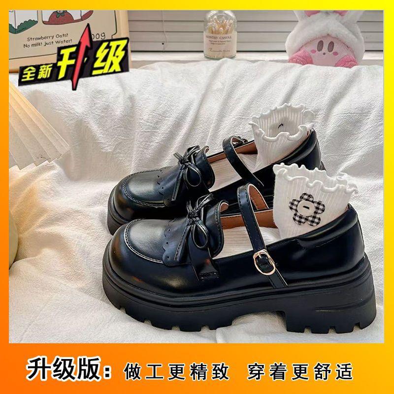 Japanese college style Mary Jane single shoes, autumn and winter 2025 new thick-soled thick-heeled bow JK small leather shoes women