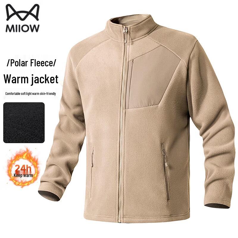 MiiOW Men s Winter Stand Collar Fleece-Lined Casual Jacket L