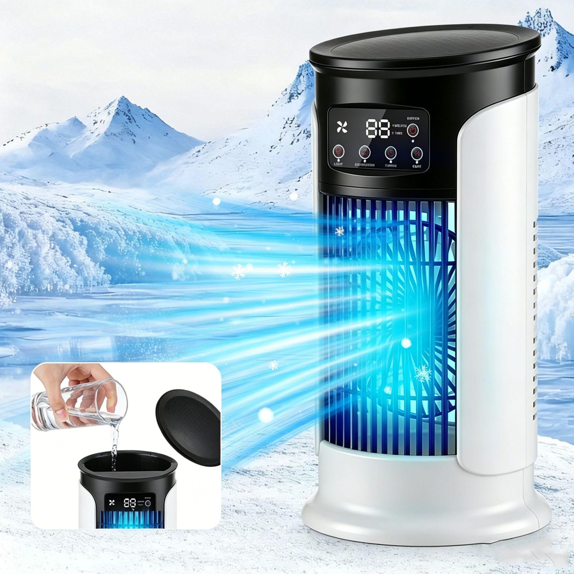 

Compact Air Conditioner & Humidifying Fan with 7-Color LED Lights 6-speed, 7-color light чёрный