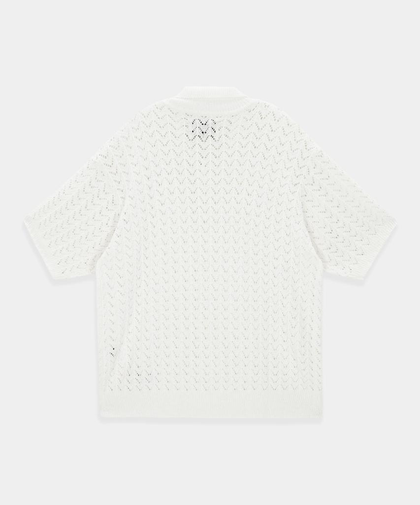KINETO Crochet Knit Pique Shirt_Cream