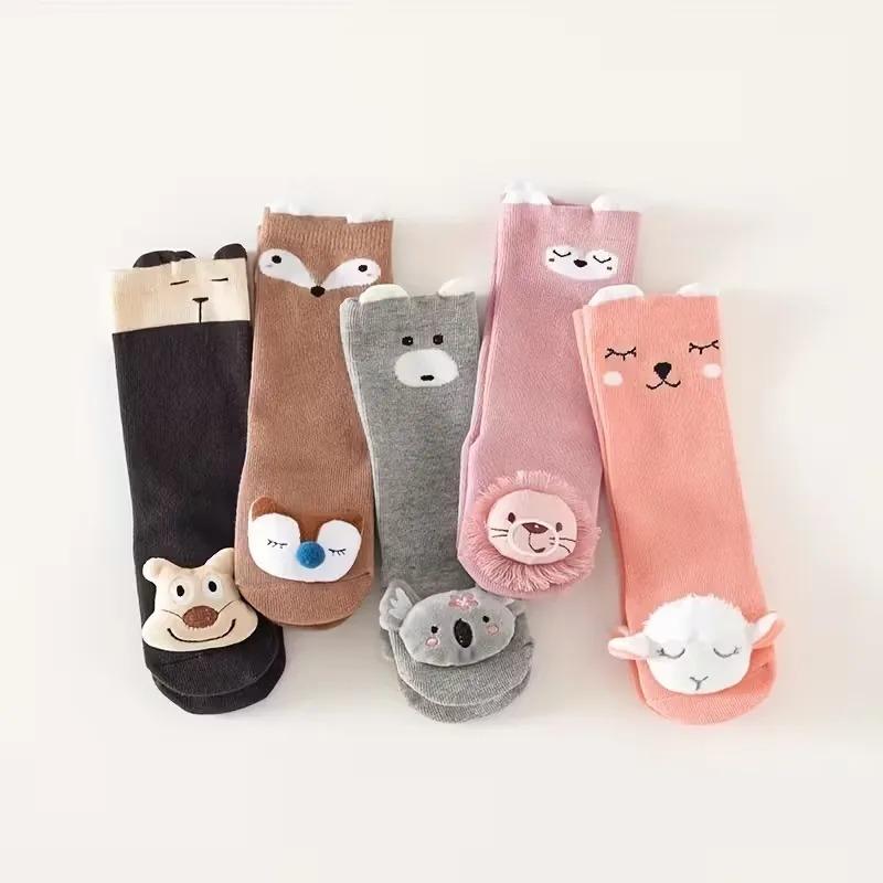 Baby Winter Cartoon Long Sock 3D Animal Over-the-Knee Cotton Socks for Boys and Girls Non-Slip Toddler Socks Christmas Gift
