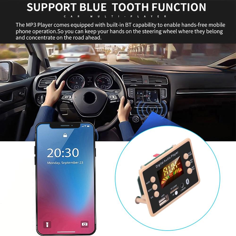Bluetooth 5.0 MP3 Decoder Decoding Board Module 5V 12V Car USB MP3 Player WMA WAV TF Card Slot / USB / FM Board Module (Not Include Battery)