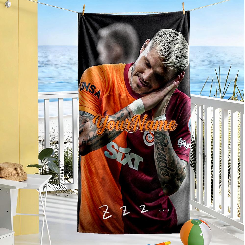Galatasaray Customize Text Beach Towel Soft Durable Quick-Dry For Beach Bathroom Outdoor Swimming Pool Camping Picnic Yoga Diving Vacation Accessories