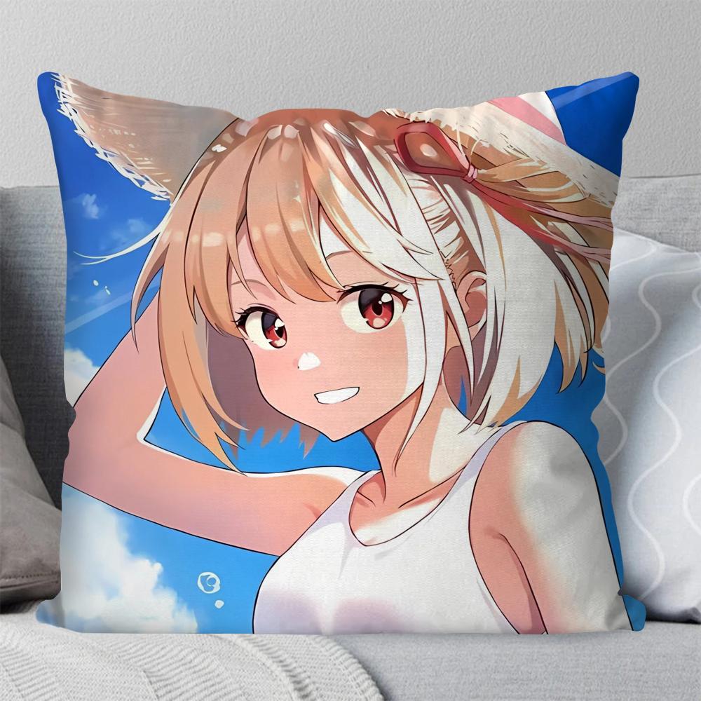 Chisato Nishikigi Anime Lycoris Recoil Kissenbezug Quadratisches Kissen Schlafzimmer Sofa Freizeit Komfort Wohnzimmer Heimdekoration 40X40