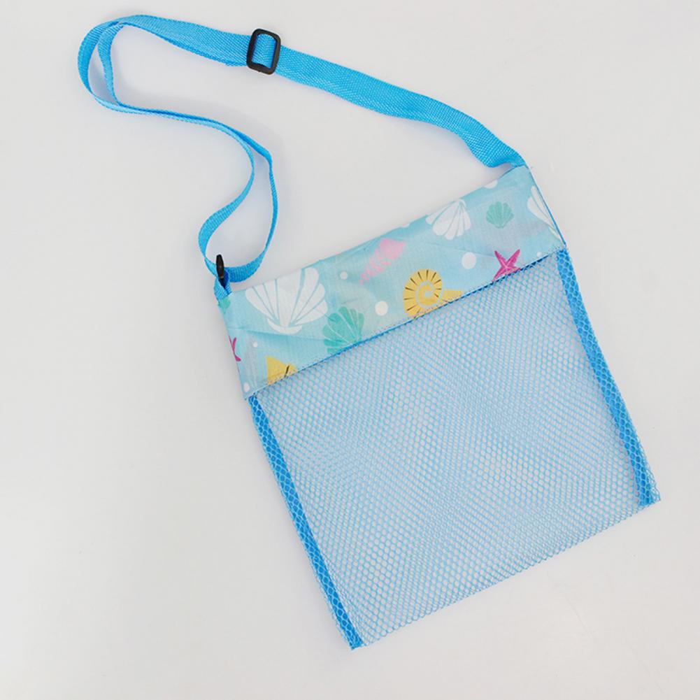 Ultra Light Mesh Beach Bag Adjustable Shoulder Strap Portable Sea Shell Collecting Bag  Kids Beach Bag    Beach Plaything Bag