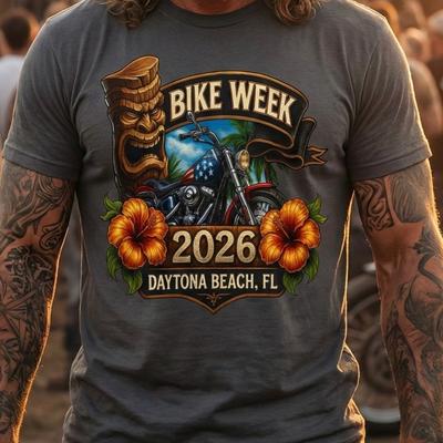 Bike Week 2026 Daytona Beach Tričko | Lebka Motorkáře Bez Harley Biker Sraz Unisex Tričko