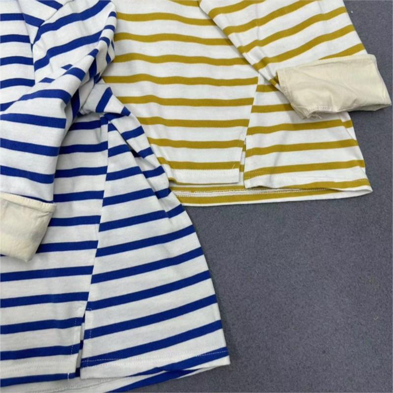 Johnature Japanese Casual Style Round Neck Striped Cotton Horizontal Loose T-shirt Women Patchwork Long-sleeved Tops