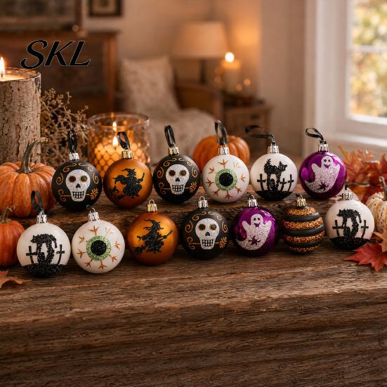 Eye-catching Halloween Items 16 Pcs Hanging Ball Decor, 6cm Skull Witch Eye Ornaments Themed Decorations for Ghost Tree, Spooky Window Yard