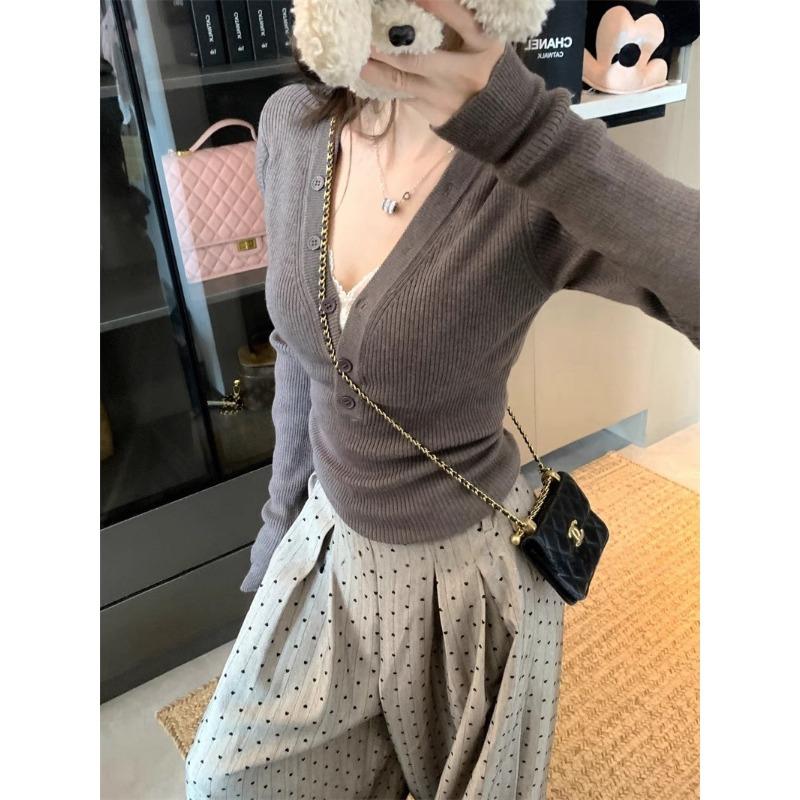 Herbst Winter V-Ausschnitt sexy Reißverschluss Pullover Slim Pullover Damen Einfarbig Mode Allround-Unterteil Stricktop