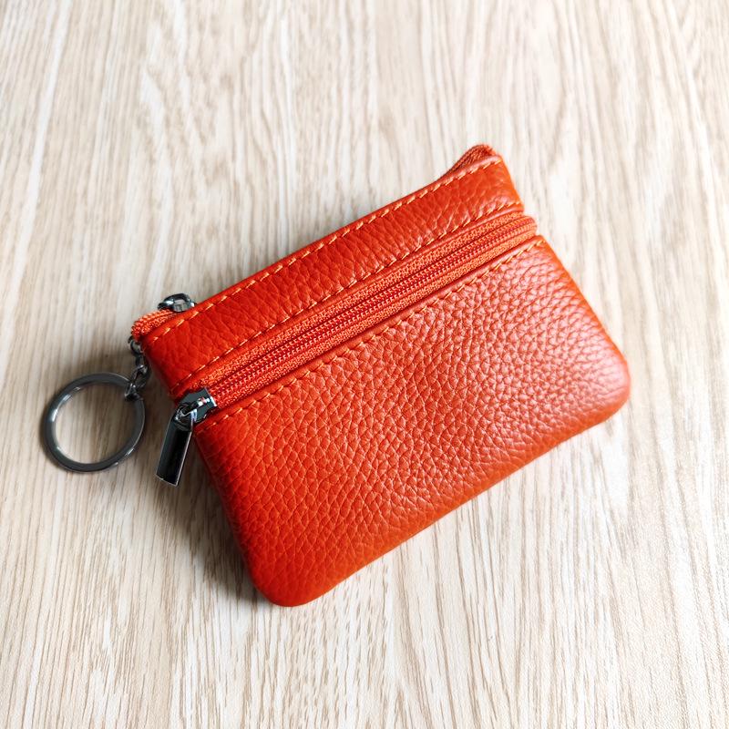 Genuine Leather Cowhide Card & Key Holder with Coin Purse - Compact and Portable