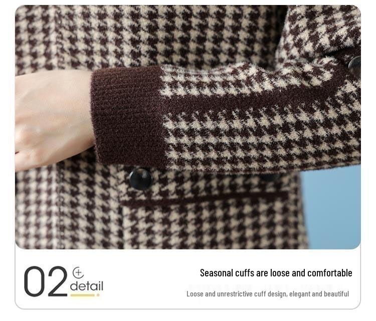 Damen Koreanischer Hahnentritt Kapuzenmantel - Modisch, Verjüngend & Lässig für Herbst/Winter