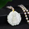 Unisex Imitation Hetian Jade Guanyin Pendant with Lotus Design - Hanging Ornament Gift