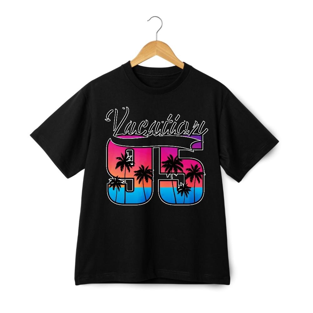 Retro 1995 Vacation Sunset Palm Tree 95 T-Shirt Beach Breeze T-Shirt L