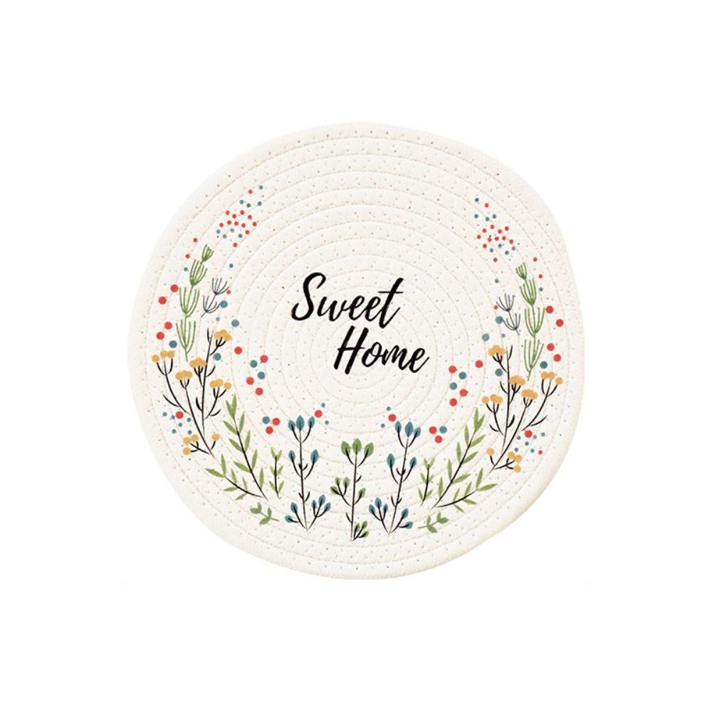 

Woven Cotton Placemat Strawberry Pattern Coasters Simple Pot Pad 12cm-B