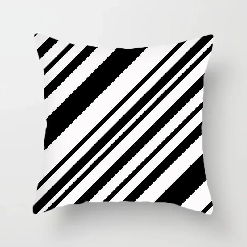 Black and white classic pillowcase polka dot stripes geometric pattern cushion simple modern style sofa decoration pillow
