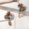 Water Droplet Pendant Pendant Earrings Retro Inlay Flower Earrings  Jewelry Gift