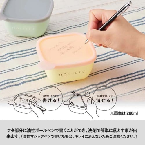 MOTTERU Write-On and Erasable Food Containers, Set of 2 (Peach Orange, 400ml)