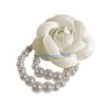 HX6F Vintage Camellia Brooches for Woman Buckle Pin Wedding Hand Flower Pearl Brooch Pin Fashion Clothing Jewelry Accessories