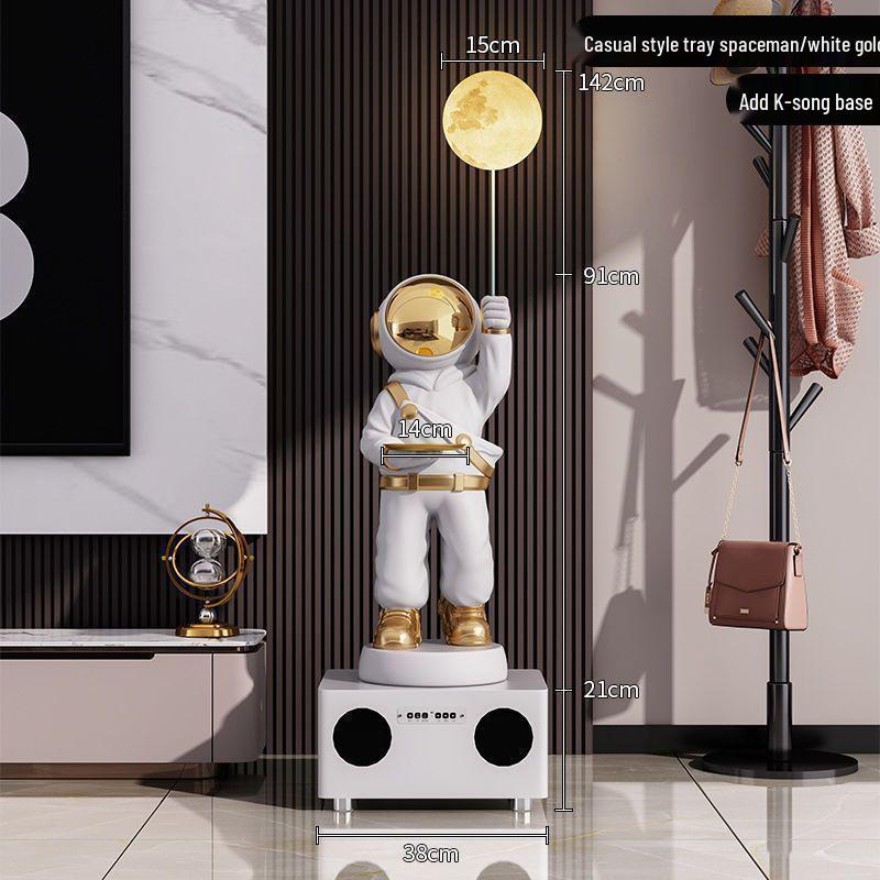 Large Astronaut Figurine with Starry Sky Light – Floor-Standing Decoration for Living Room or TV Cabinet, Perfect Housewarming Gift.