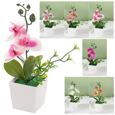 Multicolor Moth Orchid Artificial Flower Accessories Faux Phalaenopsis Potted Desktop Oranemnt