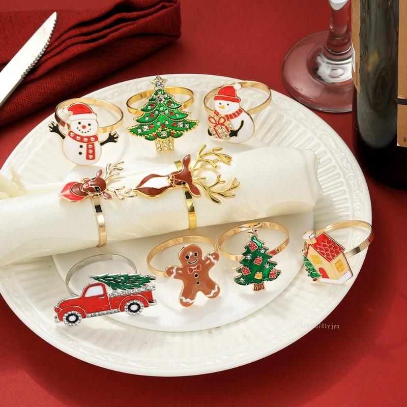 Christmas Tree Napkin Ring Metal Creative Napkin Buckle Santa Claus Versatile Napkin Rings for Christmas Dinner Table Decor 2026